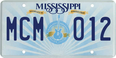 MS license plate MCM012