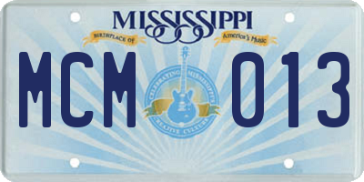 MS license plate MCM013