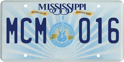 MS license plate MCM016