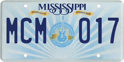 MS license plate MCM017