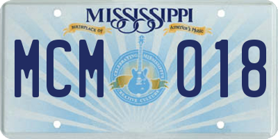MS license plate MCM018