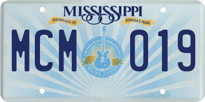 MS license plate MCM019