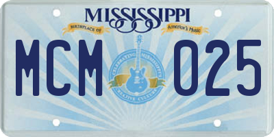 MS license plate MCM025