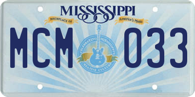 MS license plate MCM033