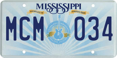 MS license plate MCM034