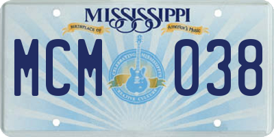 MS license plate MCM038