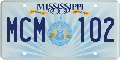 MS license plate MCM102
