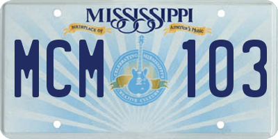 MS license plate MCM103