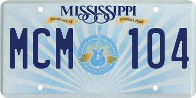 MS license plate MCM104