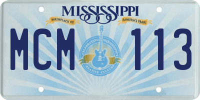 MS license plate MCM113