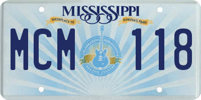 MS license plate MCM118