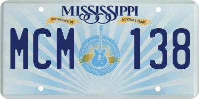 MS license plate MCM138
