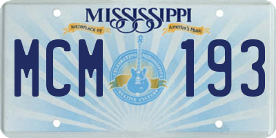 MS license plate MCM193