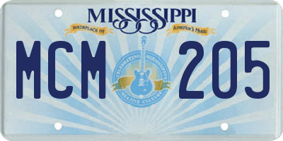 MS license plate MCM205
