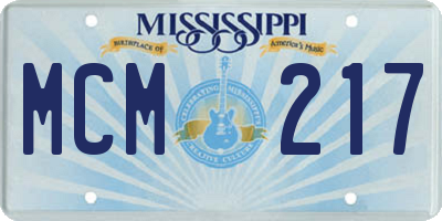 MS license plate MCM217