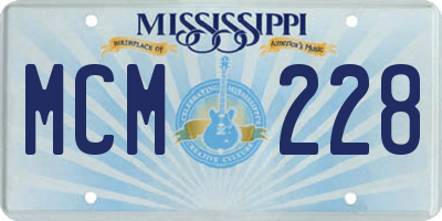 MS license plate MCM228