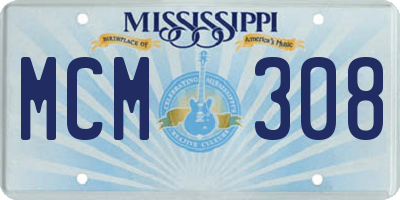 MS license plate MCM308