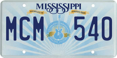 MS license plate MCM540