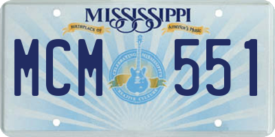 MS license plate MCM551