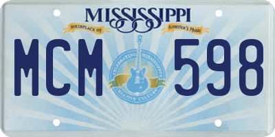 MS license plate MCM598