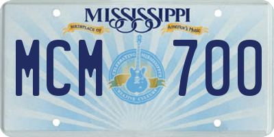 MS license plate MCM700