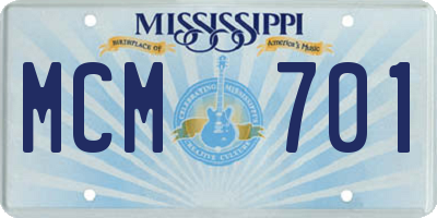 MS license plate MCM701