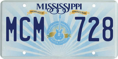 MS license plate MCM728