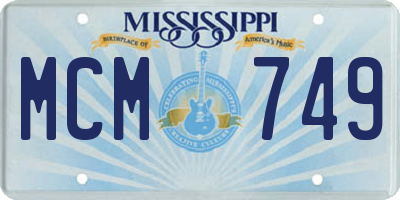 MS license plate MCM749