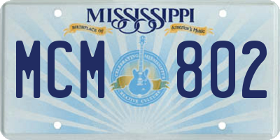 MS license plate MCM802