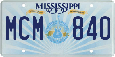 MS license plate MCM840