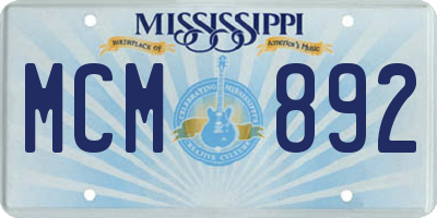 MS license plate MCM892