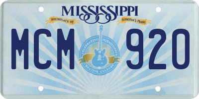 MS license plate MCM920