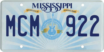 MS license plate MCM922