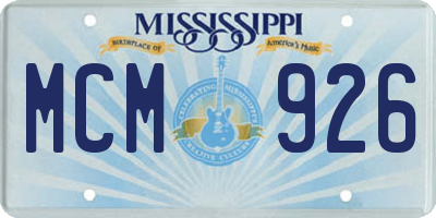 MS license plate MCM926