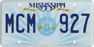 MS license plate MCM927