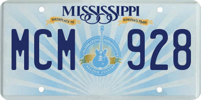 MS license plate MCM928