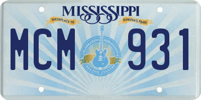 MS license plate MCM931