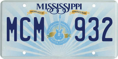 MS license plate MCM932
