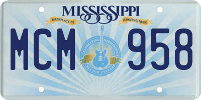 MS license plate MCM958
