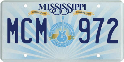 MS license plate MCM972