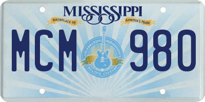 MS license plate MCM980