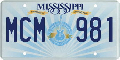MS license plate MCM981