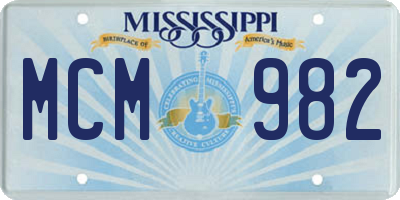 MS license plate MCM982