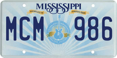 MS license plate MCM986
