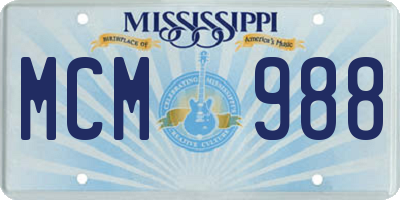 MS license plate MCM988
