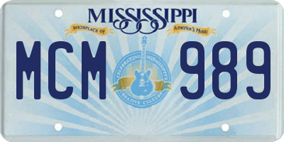 MS license plate MCM989