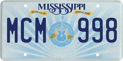 MS license plate MCM998
