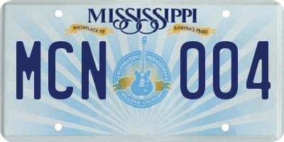 MS license plate MCN004