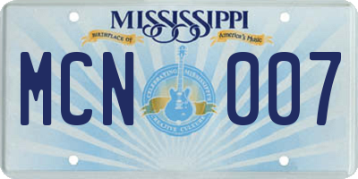 MS license plate MCN007