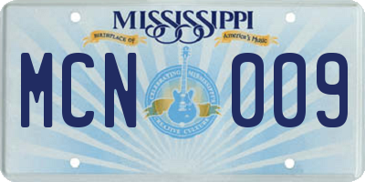 MS license plate MCN009
